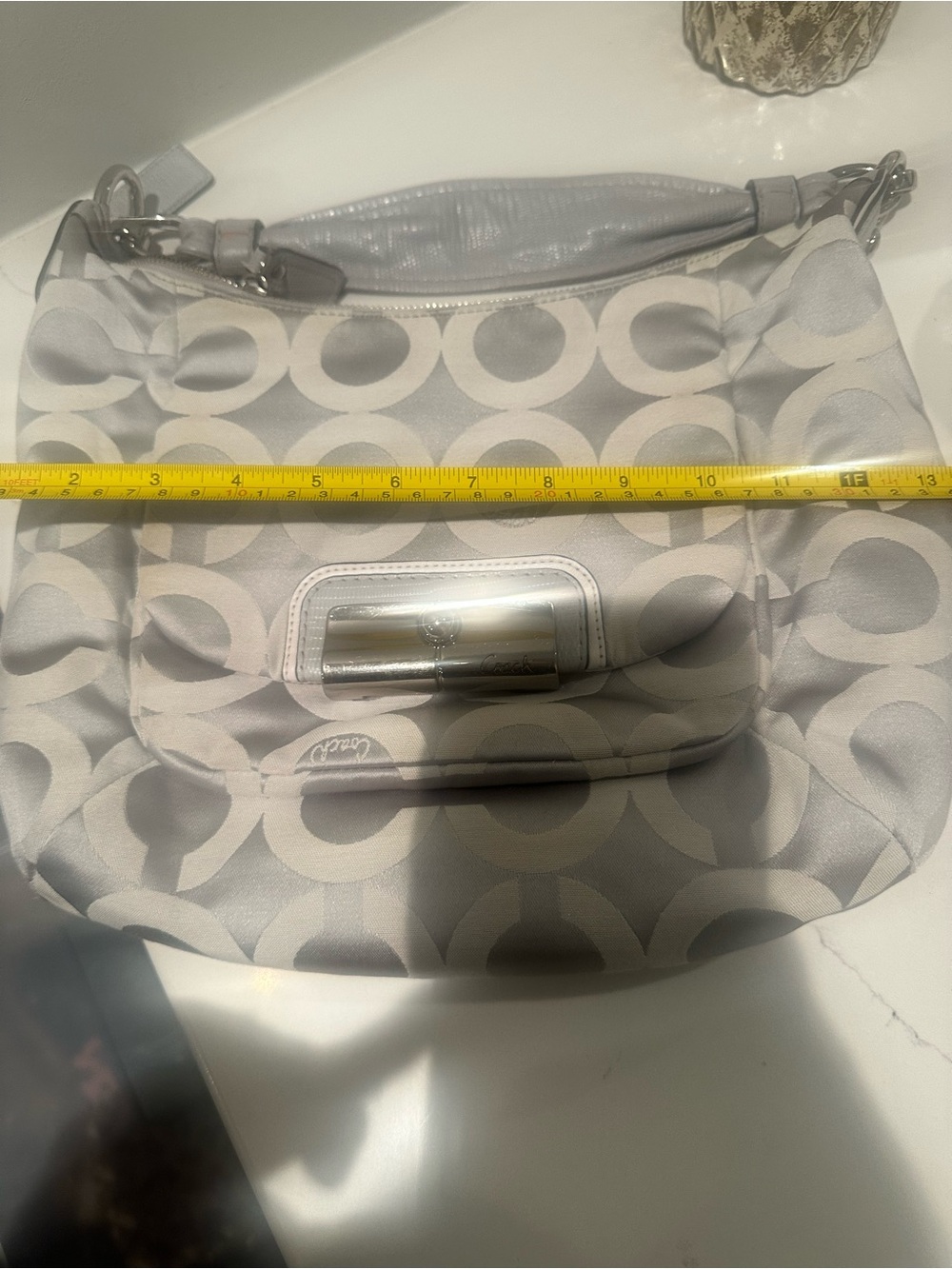 Coach Kristin Optic Light Grey Signature Hobo Bag with Removable Strap & 2 tags - Picture 15 of 15